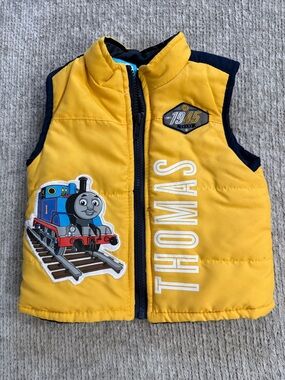 Vintage Thomas & Friends Puffer Vest Yellow Toddler Size 12M Train‎